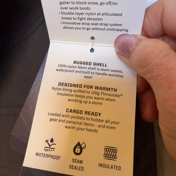 Men's Whaleback Waterproof Insulated Bib Overalls NWT (XL) - Picture 3 of 7